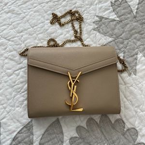 Saint Laurent Cassandre Leather Wallet on Chain